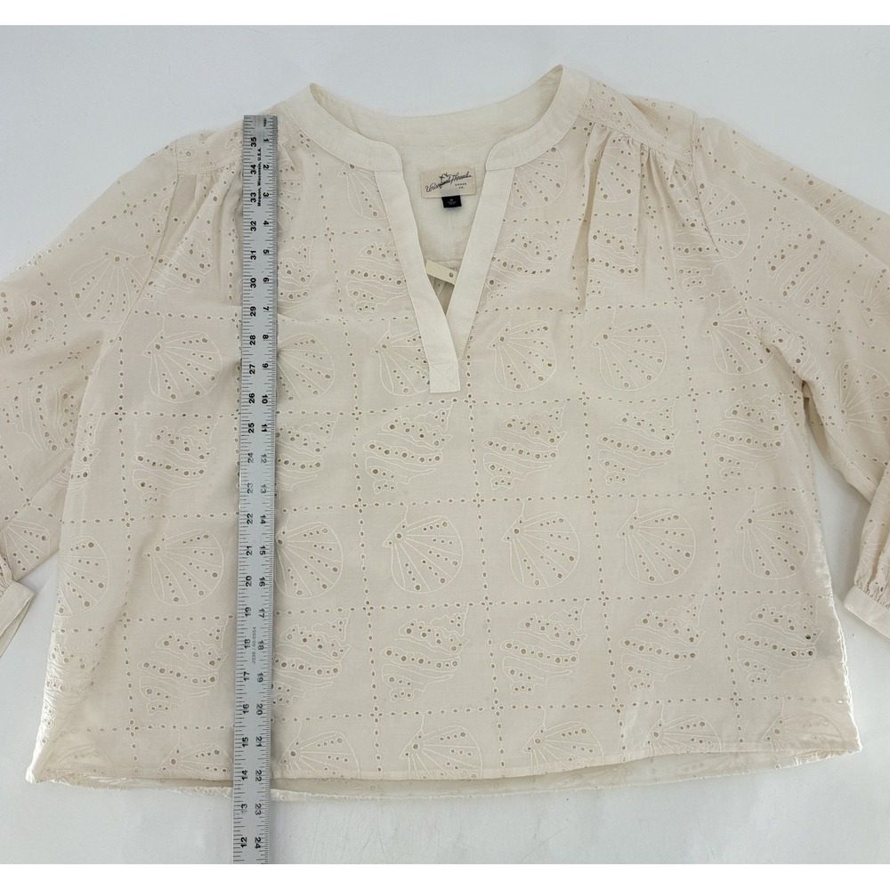 NWT Universal Thread Ivory Balloon Sleeve Eyelet Popover Blouse Sz M Boho Preppy - Picture 8 of 9